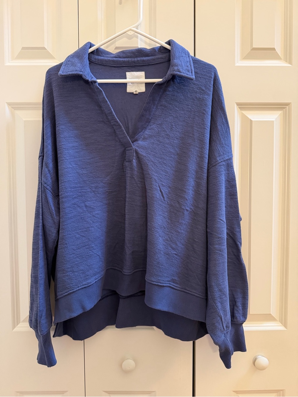 aerie Blue Open-Collar Pullover - Size XL